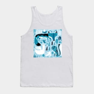 Wolf, duck, cat and birds Tank Top